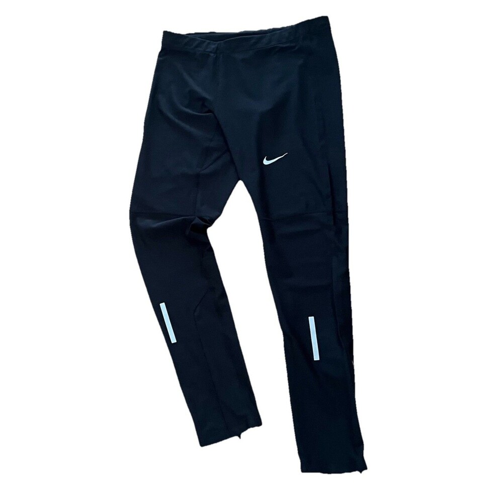 Nike Dri-FIT Running Compression Ankle Zip Leggings Womens XL Black Reflective